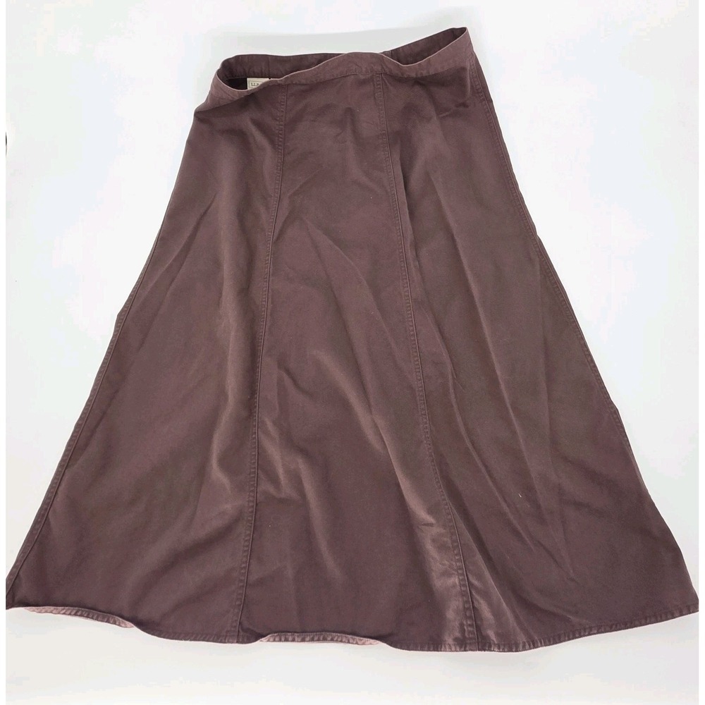 LL Bean Skirt Womens Cotton Blend Brown Boho Prairie Straight Pencil Regular